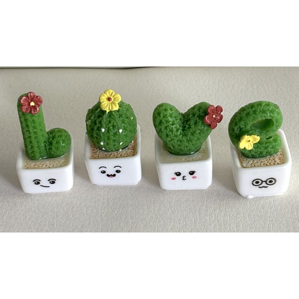 Mini Whimsical Artificial 2" Succulent Cactus Bonsai LOVE Figures Cartoon Face